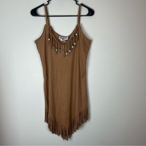 Brown Fringe Mini Dress